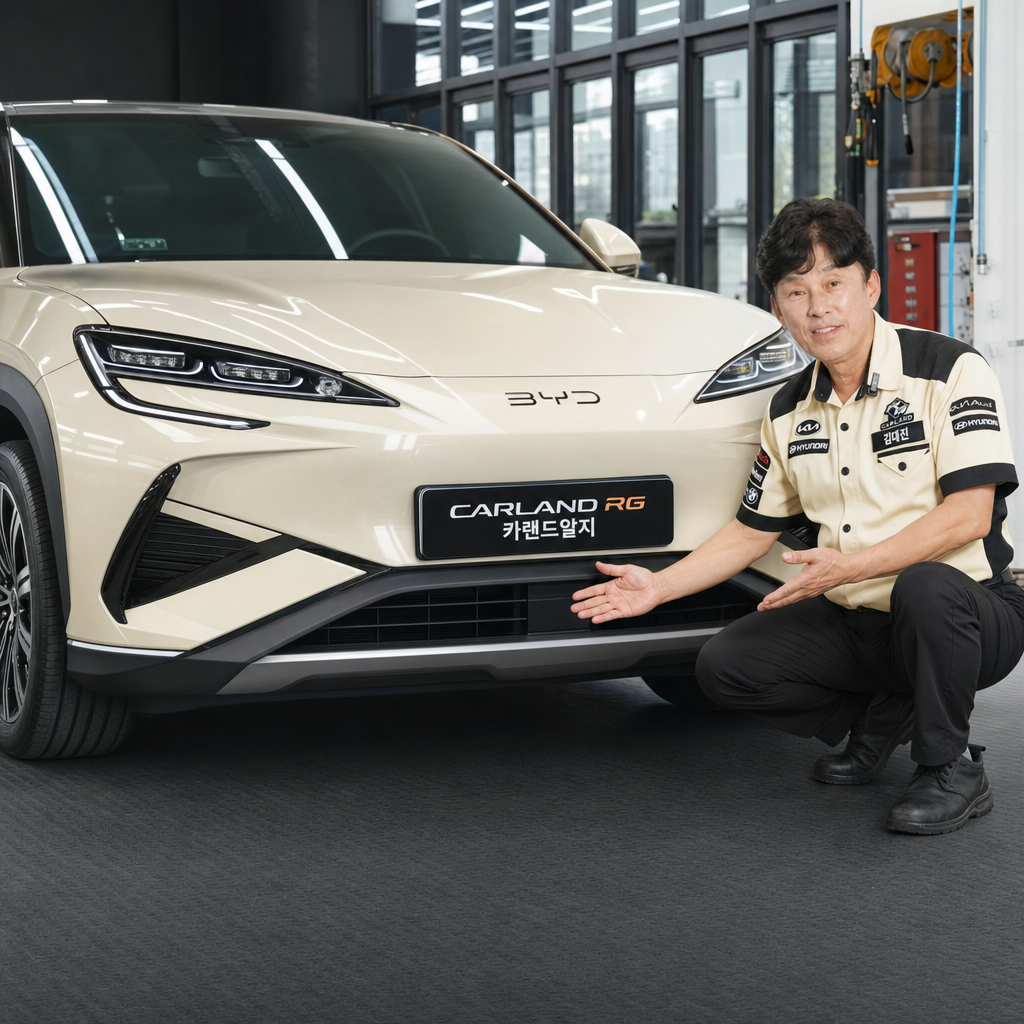 BYD 씨라이언7 차량 바닥 청결 관리 모노륨 시공 청주 자동차 정비 전문점 카랜드알지