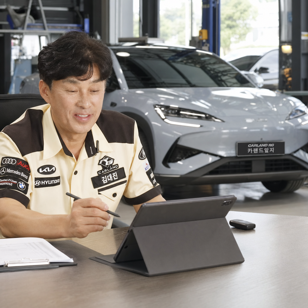 BYD 씨라이언7 차량 바닥 청결 관리 모노륨 시공 청주 자동차 정비 전문점 카랜드알지