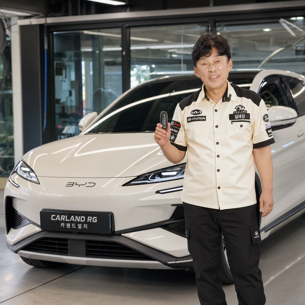 BYD 씨라이언7 차량 바닥 청결 관리 모노륨 시공 청주 자동차 정비 전문점 카랜드알지
