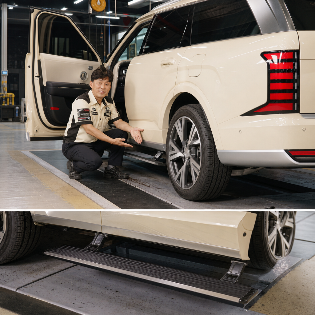 현대 팰리세이드 LX3 윙스텝 대형 SUV 신차 전동사이드스텝 시공