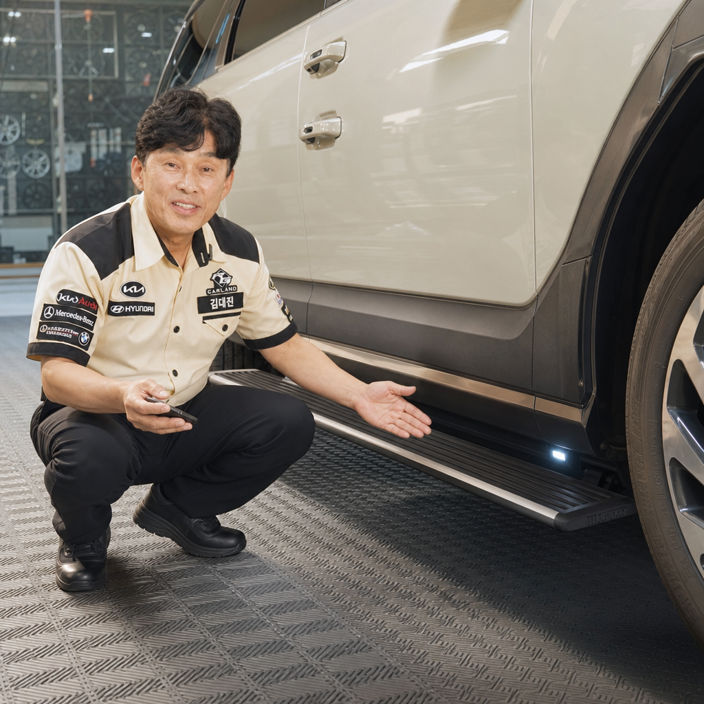 현대 팰리세이드 LX3 윙스텝 대형 SUV 신차 전동사이드스텝 시공