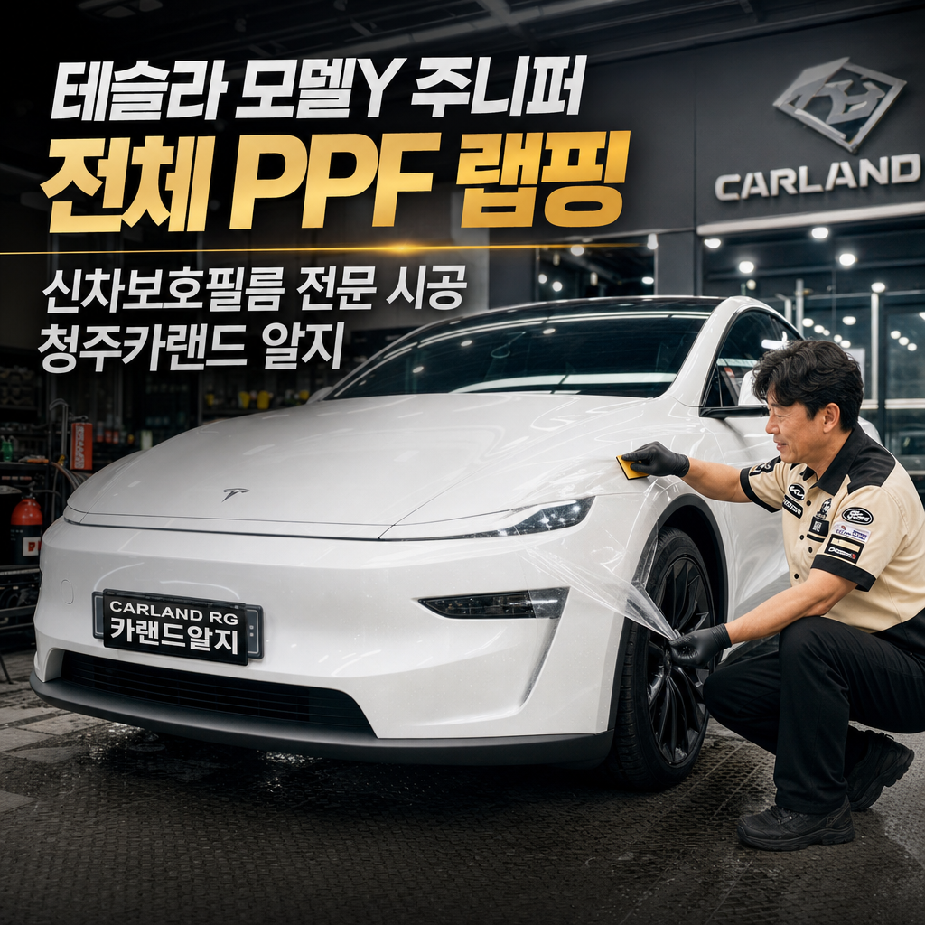 테슬라 모델Y 주니퍼 전체 PPF 랩핑 신차보호필름 전문 시공 청주카랜드 알지
