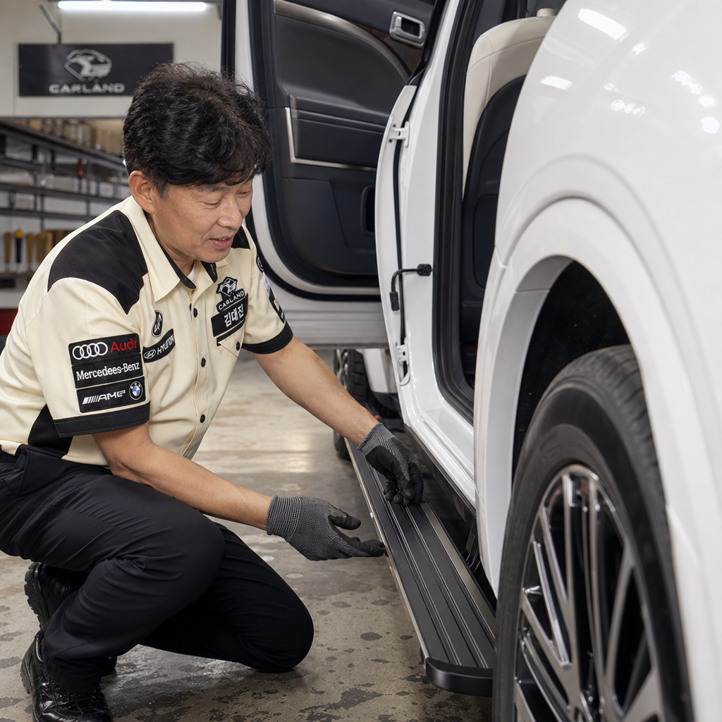 청주 대형 SUV 디 올뉴 팰리세이드 메이튼 전동사이드스텝 시공