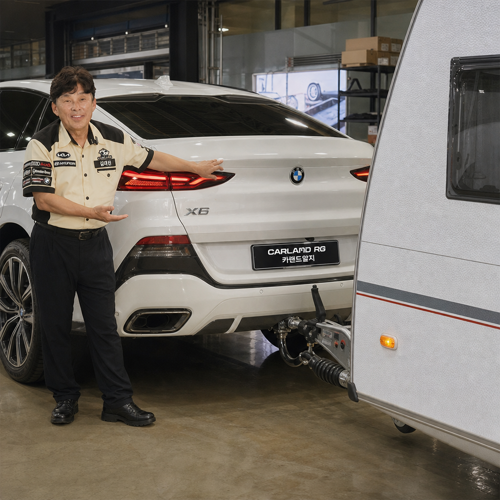 청주카페 자동차 복합문화공간 BMW X6 드림이엔진 견인고리 스완넥 시공 캠핑 카라반 트레일러