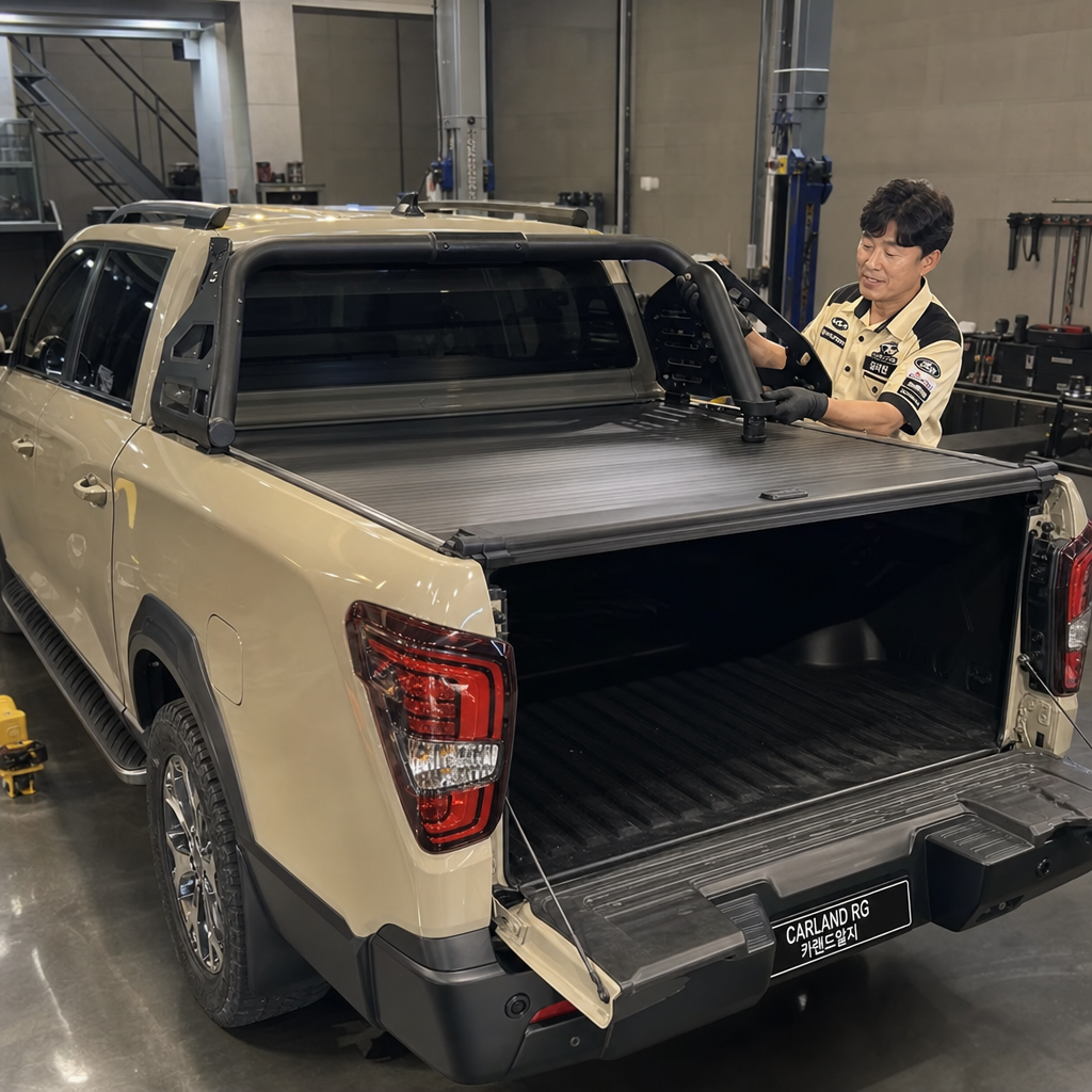 렉스턴 스포츠 칸 노후 덮개·롤바 탈거 카인코리아 슬라이딩 커버교체 적재함 픽업트럭
